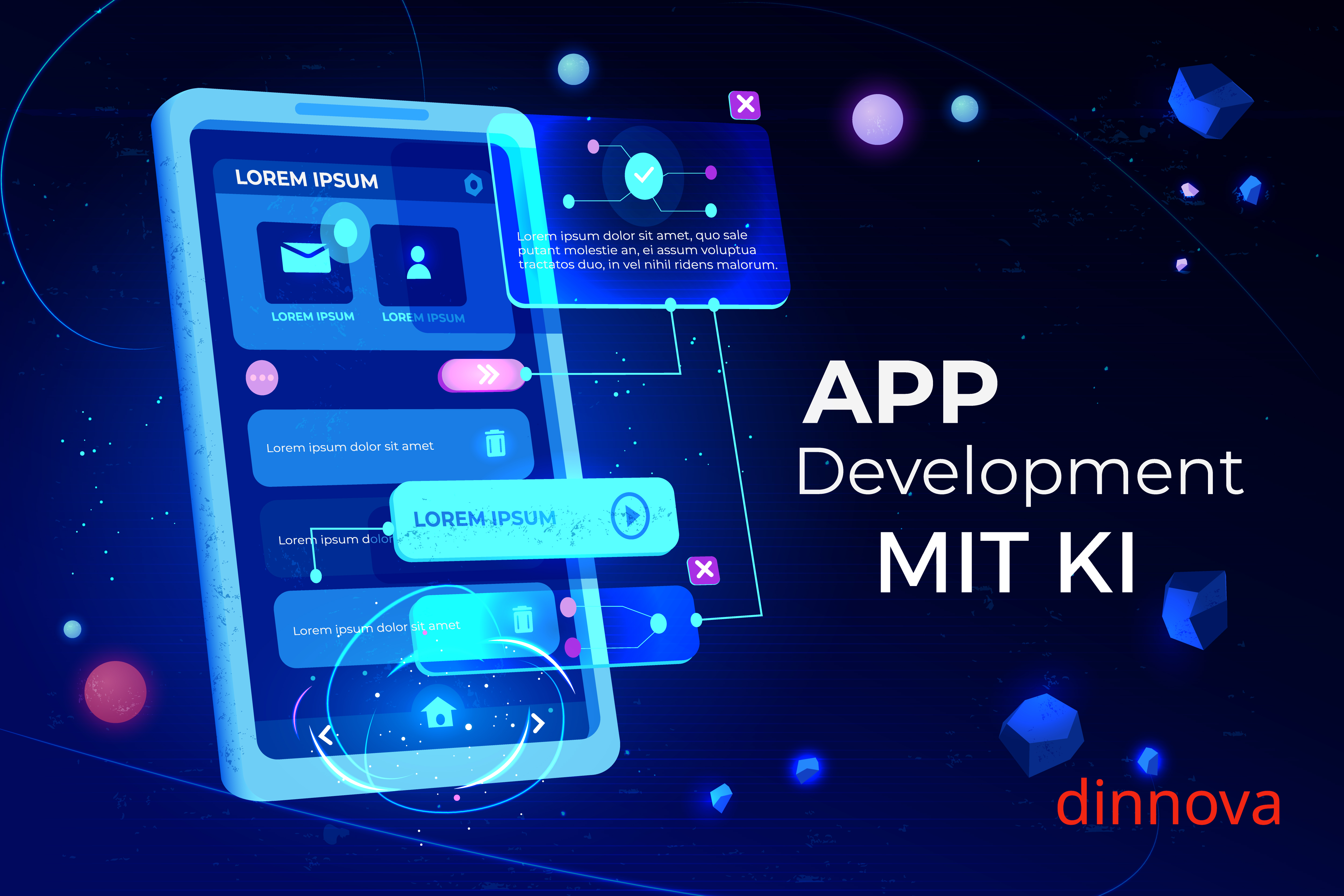 KI in der App-Entwicklung - Illustration von Dinnova